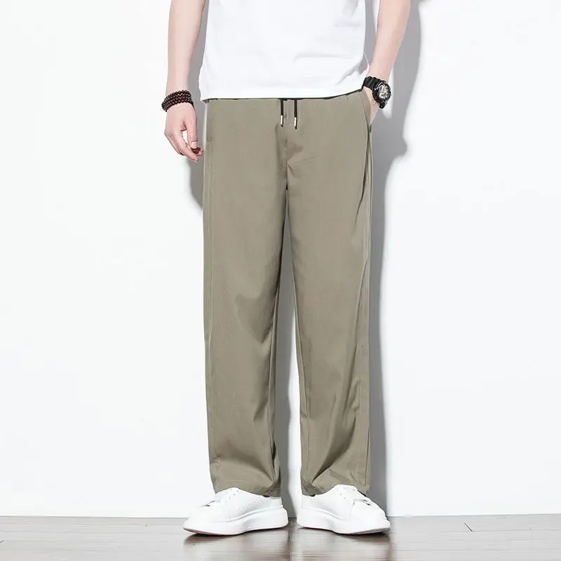 

Men's Suits Pants Khaki Loose Draped Pocket High Quality New In Classic Spring Clothes Thin Casual Fashion Up Male Suit Trousers