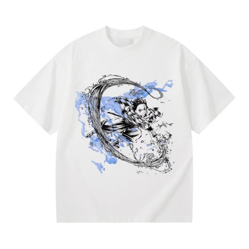 

Anime Ghost Destroyer Blade Joint Charcoal Jiro Pure Cotton Trend Brand Loose Short Sleeve Printed Men's and Women's T-Shirts