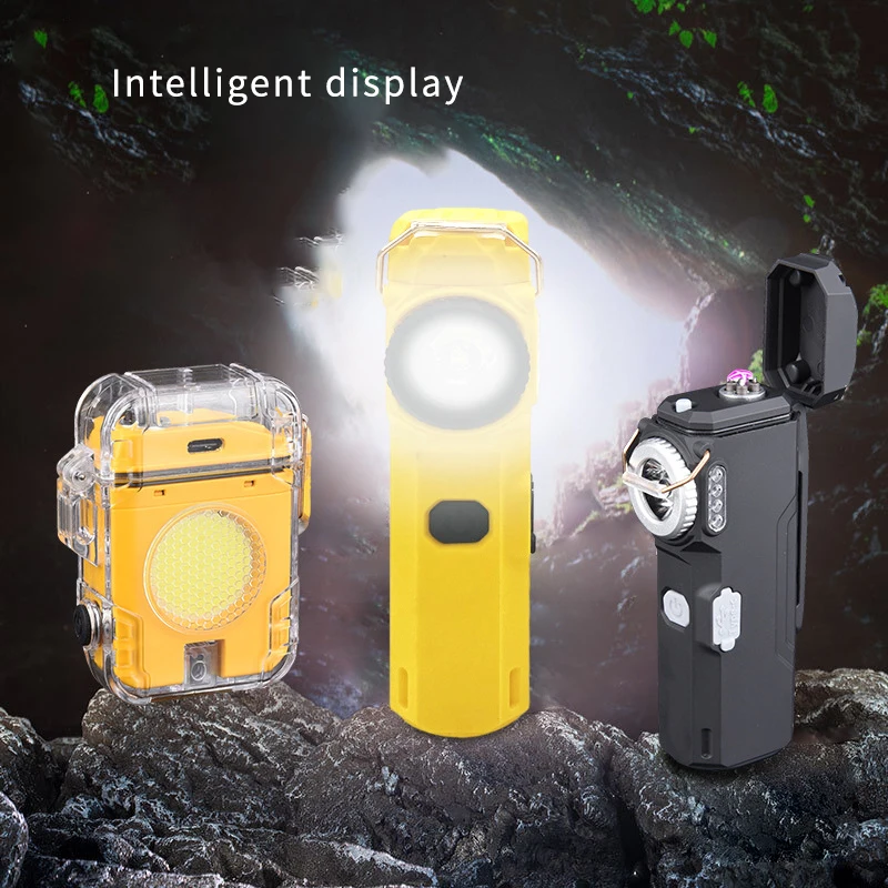 Transparent charging arc lighter, lighting flashlight, high-end outdoor waterproof and windproof, intelligent and portable