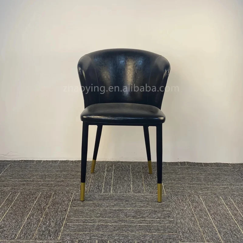 

Nordic Dining Soft PU Leg Leather Metal Italian Luxury Hotel Restaurant Backrest Living Room Chair Kitchen Wedding