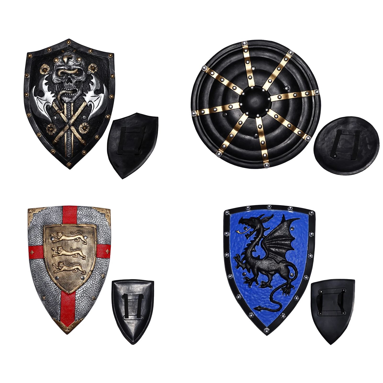 

Vintage Medieval Knight Shields Halloween Cosplay Roman Hero Warrior Weapons Ancient Prop for Carnival Cosplay Costume Accessory
