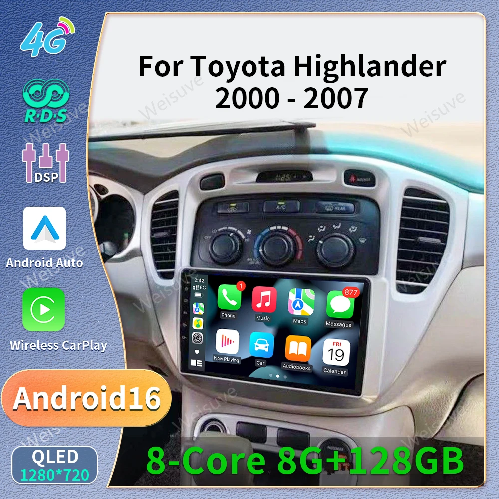 For Toyota Highlander 1 XU20 2001-2007 Multimedia Video Player Navigation Stereo 2 Din DVD Head Unit Android Car Radio