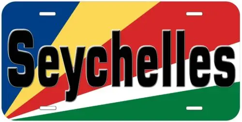 Seychelles Flag with Country Name Novelty Car Tag License Plate Aluminum