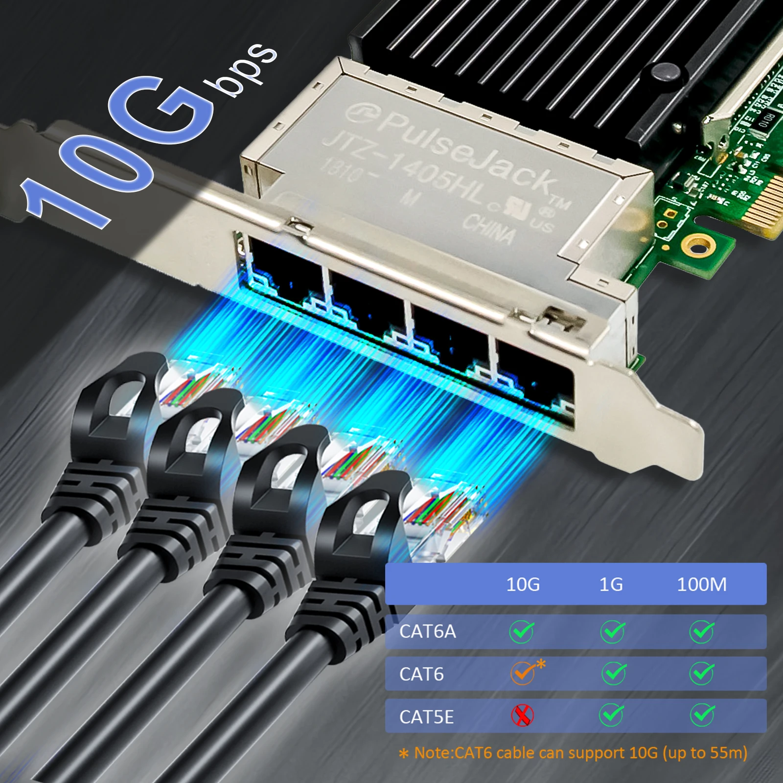 بطاقة شبكة إيثرنت RJ45 ذات 4 منافذ مع وحدة تحكم Intel X710 وواجهة PCIE 3.0X8 #3