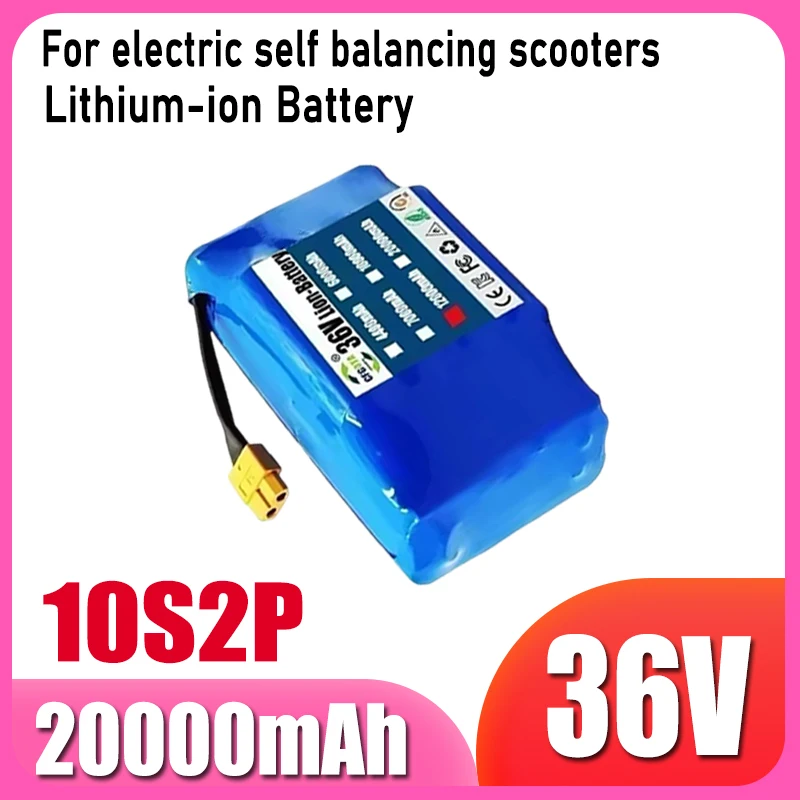36V 20000mAh 10S2P battery pack, rechargeable lithium-ion battery for electric self balancing scooters, with strong endurance