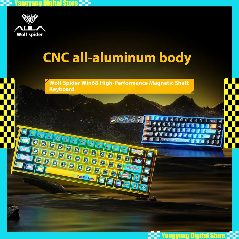 

AULA WIN 68HE Ultra Magnetic Switch Keyboard 8K CNC Aluminum Alloy RGB Custom Low Latency Wired Gaming Keyboard PC E-Sports Gift