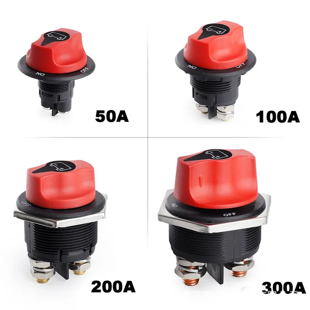 DC 12V 50A 100A 200A 300A Samochodowy wyłącznik akumulatora rajdowego Odłącznik zasilania Zestaw wyłącznika do ciężarówki Samochód Motocykl Łódź