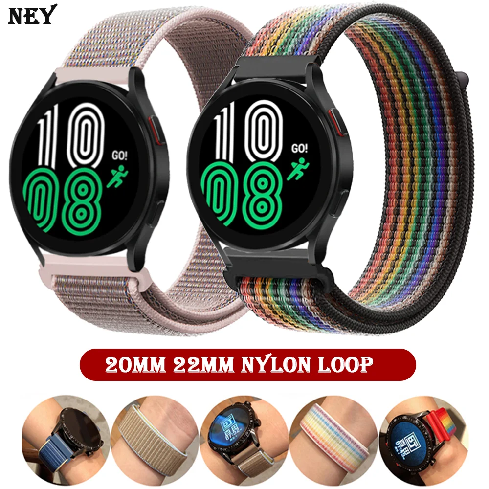 

22mm 20mm Nylon Loop Strap For Samsung Galaxy Watch 3 4 5 5Pro Active 2 Bracelet Correa For Huawei Watch 3 4 4Pro GT3 2 42 46MM