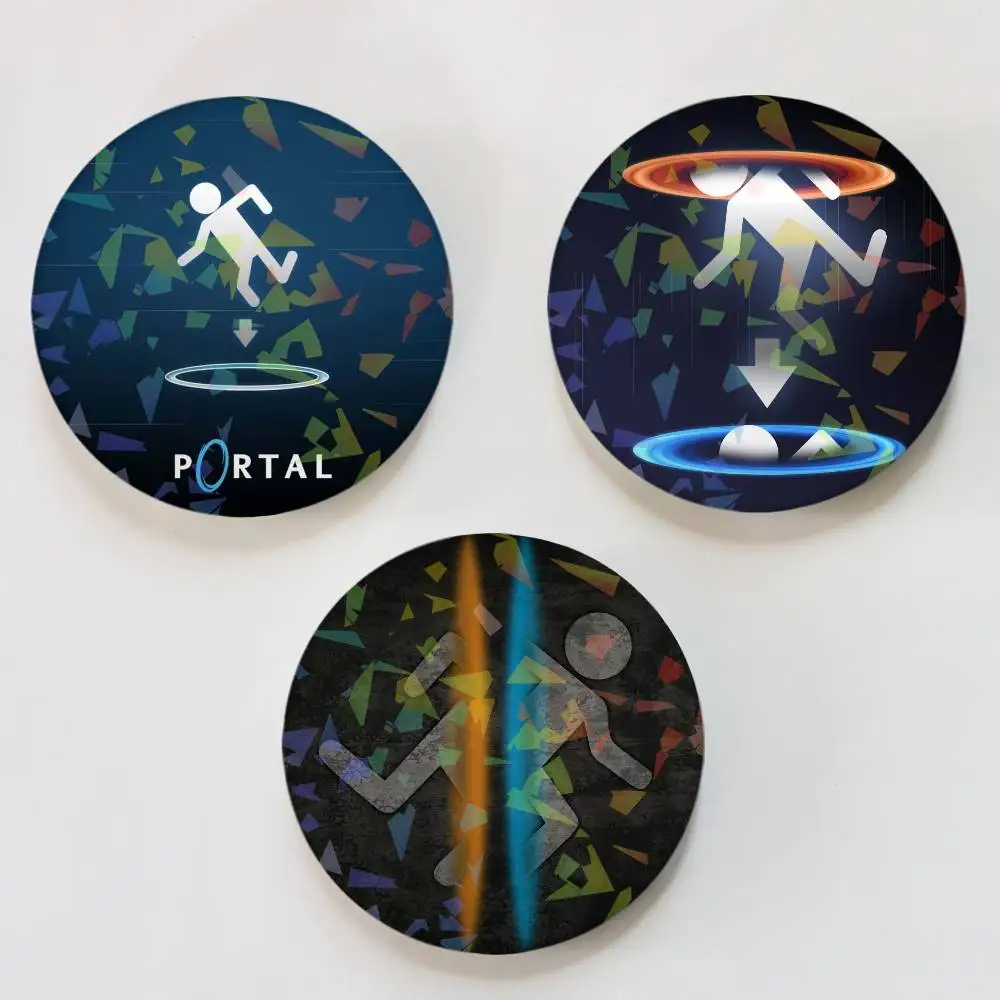 Game P-PoRtaLS-S Cartoon Badges Round Laser Badge Brooch Backpack Accessories