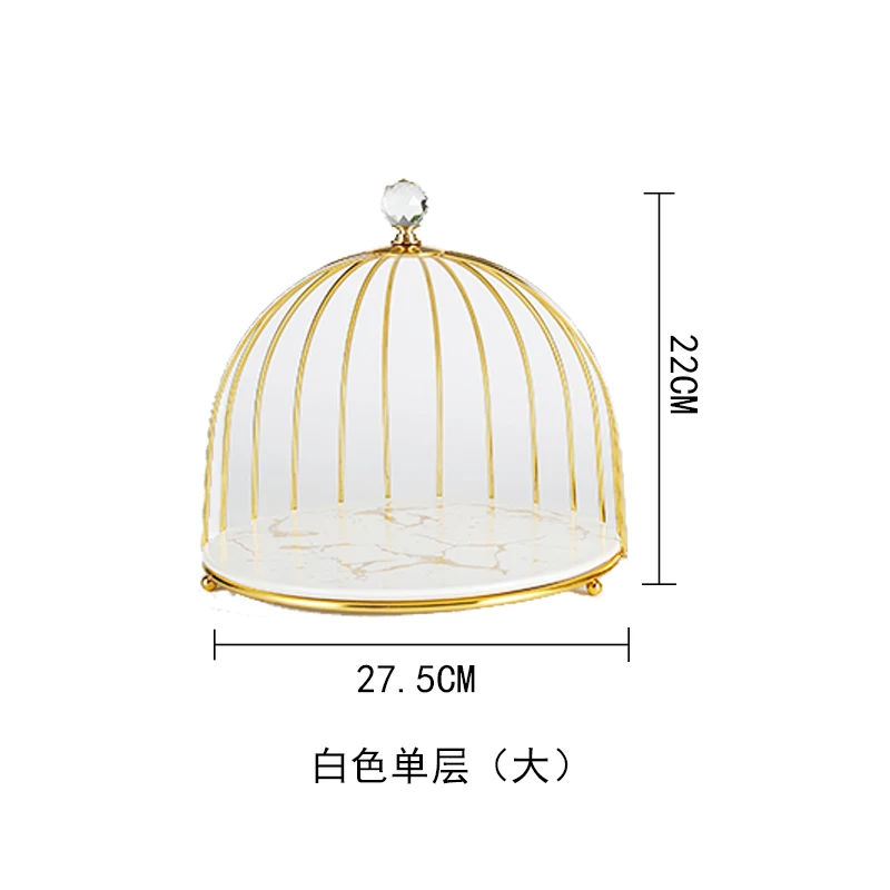 Birdcage Iron Art Ceramic Cake Stand Dessert Table Decoration Display Multi-tier Tray Afternoon Tea Snack Rack