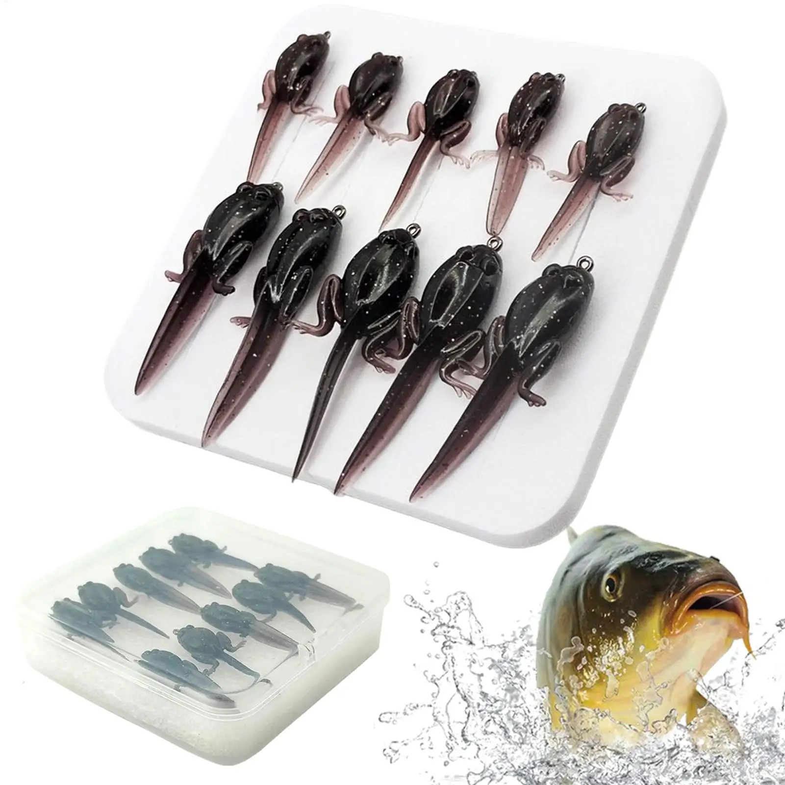 

10PCS Soft Fishing Lures for Bass, Low-Temperature Resistant Swimbaits, Freshwater Bait for Perch Bluegill Fishing Equipment