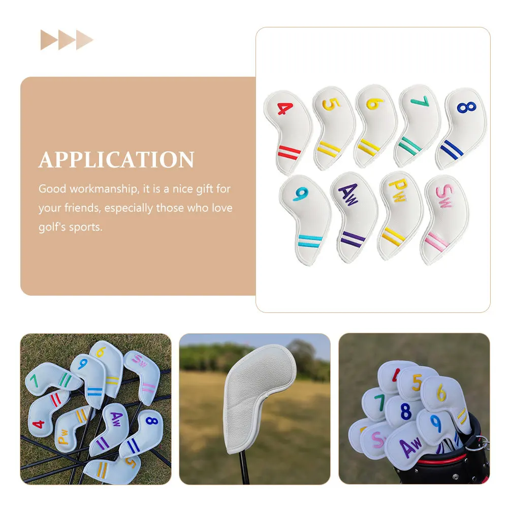 9Pcs Golf Club Head Covers Iron Protectors 360 Degree Wear-Resistant Digital Numbers Golf Supplies Golfs Head Covers