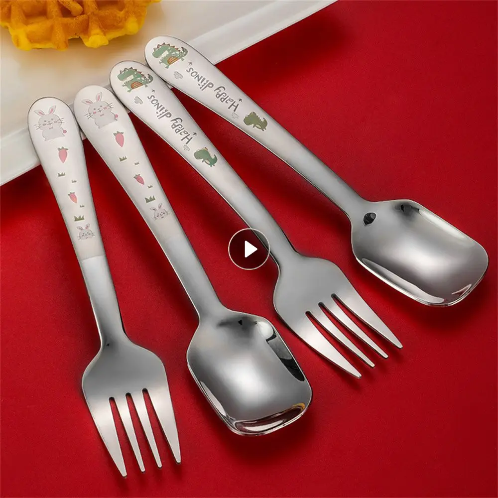 Flat Headed Spoon Cartoon Cute Rabbit Lovely Children Tableware Spoon Fork Monster Car