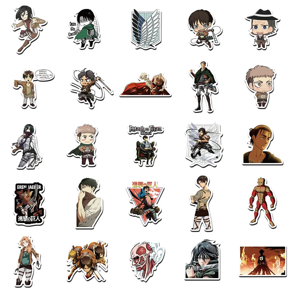 50pcs Attack on Titan Graffiti sticker Suitcase Laptop Sticker Waterproof Decoration Sticker Supplies