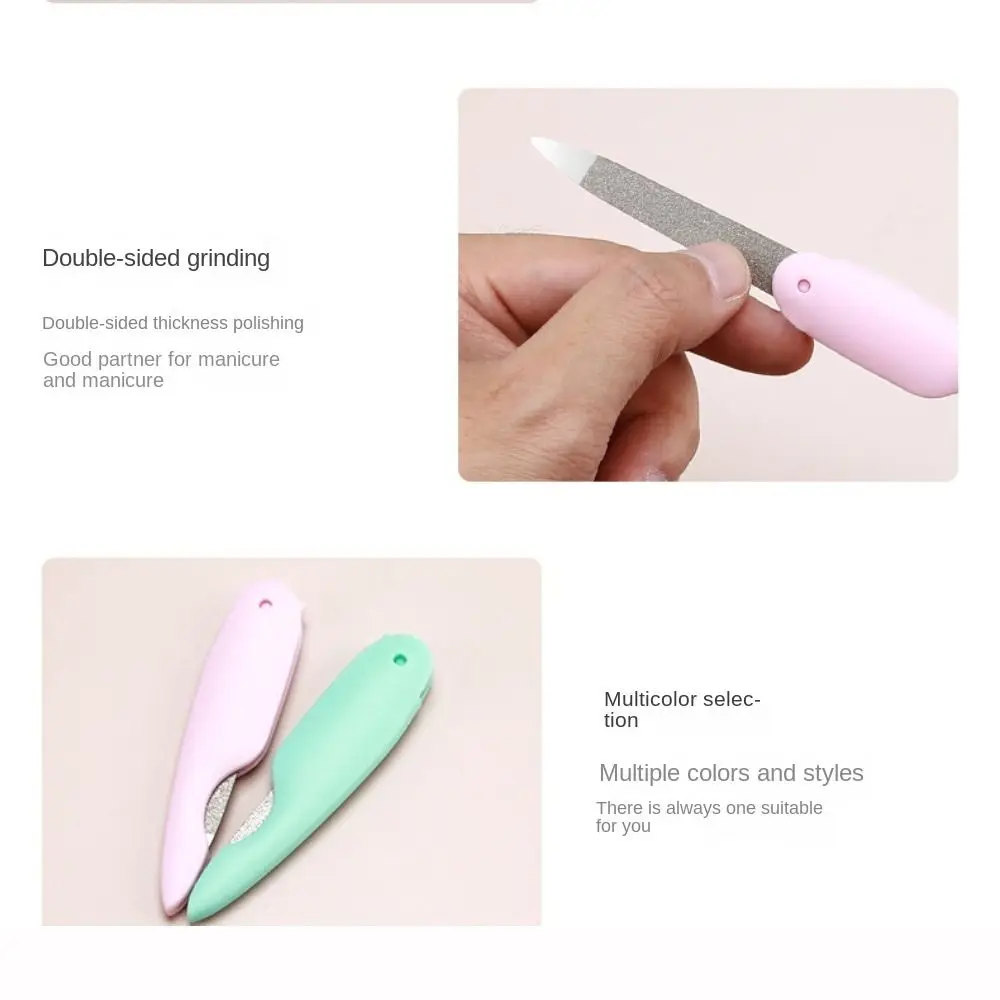 Mini Foldable Folding Nail File Stainless Double Side Nail Polishing Strip Grinding Rod Mental Polishing Stick Manicure Tool