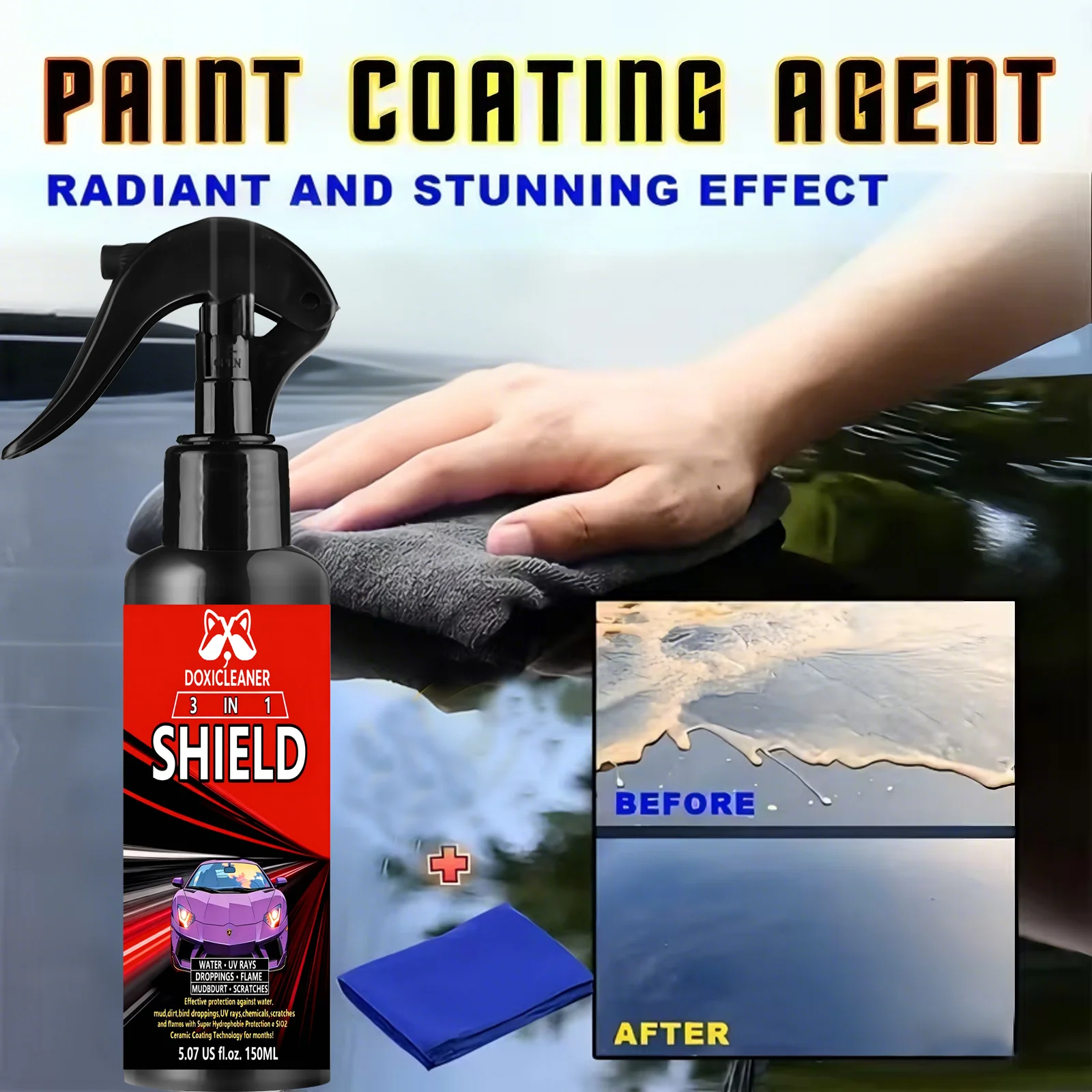 

Спрей с нанопокрытием 3-в-1 для автомобилей — высококачественная формула, устойчивая к царапинам, эффект глянца, подходит для всех типов автомобильных красок