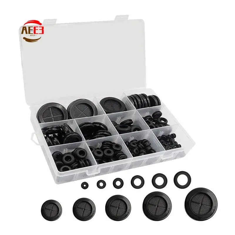 AEE3-200Pcs Rubber Grommet Assortment Kit, 11 Sizes Drill Hole Firewall Hole Plugs Wire Protection