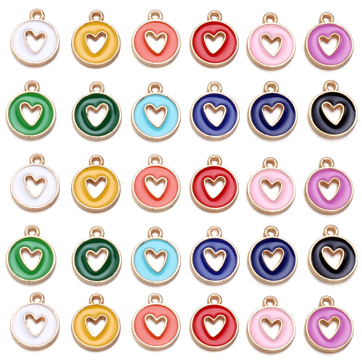 10pcs Alloy Hollow Charm Color Love Heart Charms for Jewelry Making DIY Handmade Necklace Pendant Earrings Accessories wholesale