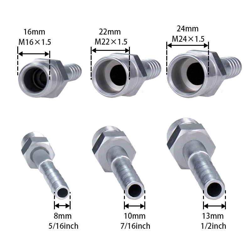 R134a #6 #8 #10 Straight / 90 Degree Male Insert O-ring Barbed Fitting for A/C Refrigerant Hose