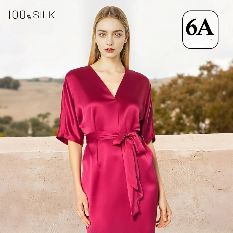Luxury 19 Momme Mulberry Silk Nightgown Spring Summer Elegant High End Sleepwear 2 Pieces XL Size Sleepwear Breathable Elegant