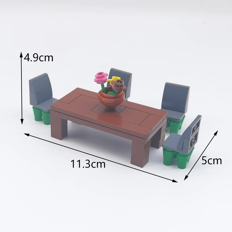 MOC-Bausteine, Möbel und Dekorationen für Wohnzimmer und Schlafzimmer – Bett, Bücherregal, Sofa, Computertisch, kleine Pflanzgefäße, Spielzeugmodelle. – Detail 34