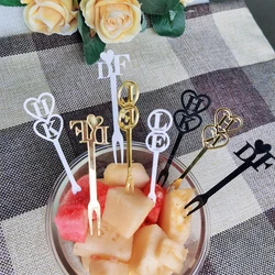 20/50/100 Personalized Fruit Fork Wedding Dining Custom Fork 10CM Wedding Decoration Customed Acrylic Dinner Party Edible