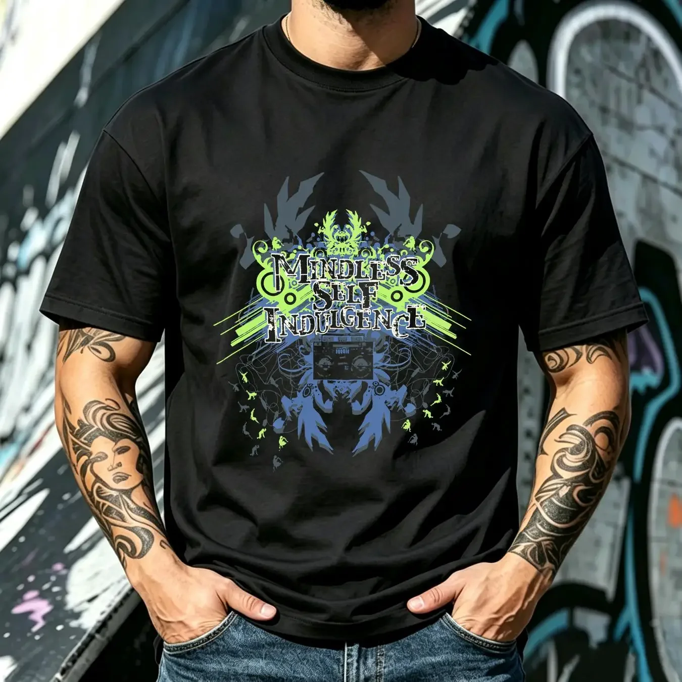washed T Shirt Vintage Mindless Self Indulgence Faded Band Black RARE USA Adult XL long or short sleeves vintage Washed Unisex