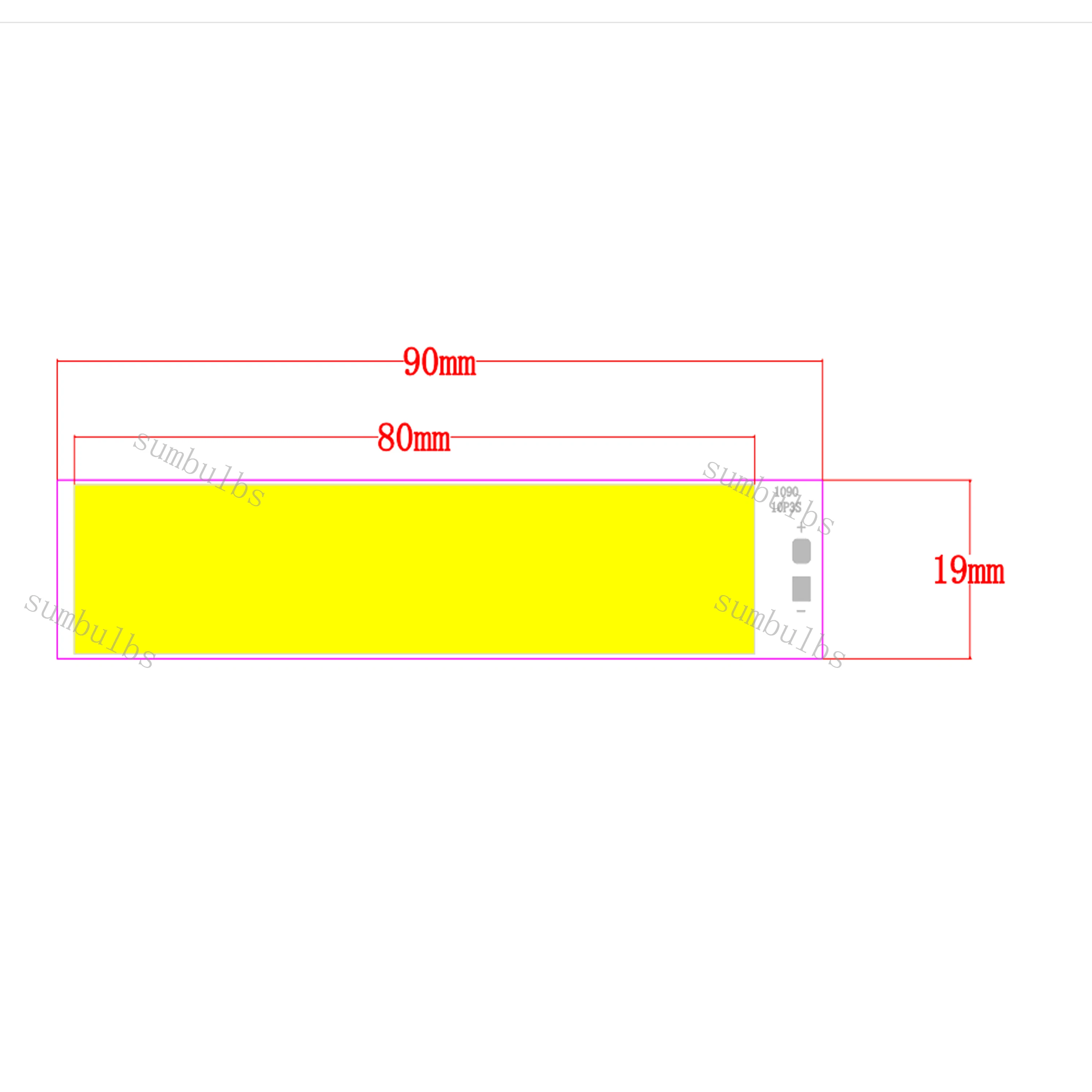 DC 9V COB LED Strip Light Source Aluminum Board Cold White 6500K 90x19mm 5W 500mA LED Lamp Beads for Diy Indoor/Outdoor Bulb