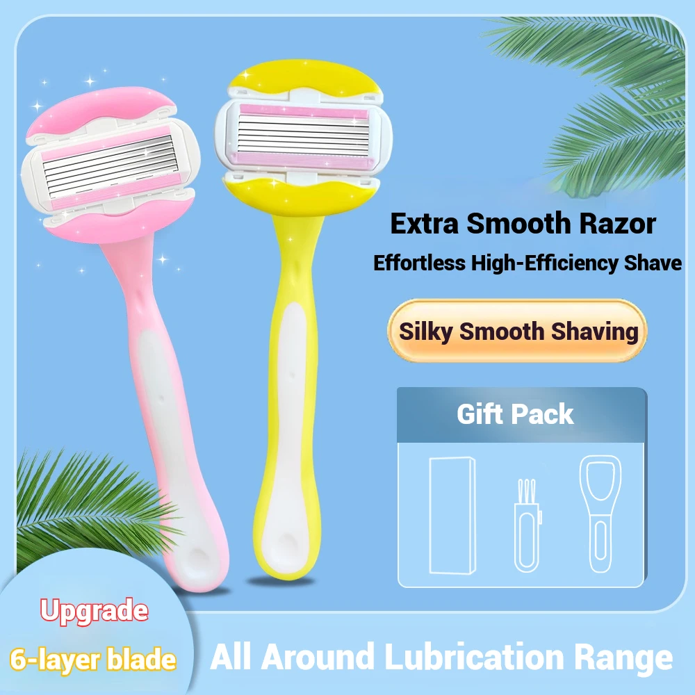 Safety Razor for Women Facial Hair Remover with Aloe Vera Strip Smooth Shaving Razors for Face Arms Legs Hands Underarms Bikini