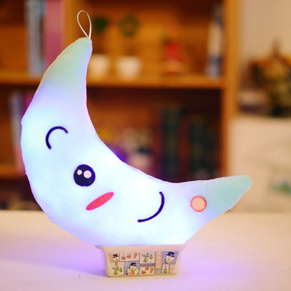 

Blue Creative Light Up LED Moon Luminous Throw Pillow Glow Cushion Baby without