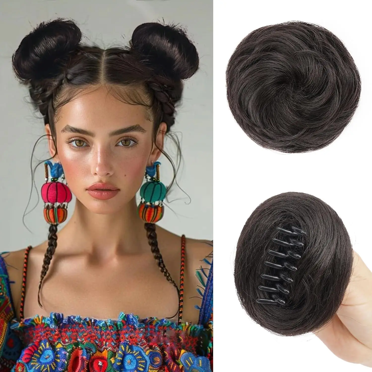 ynthetic Elegant Mini Claw Clip Cat Ear Chignon Effortless Style amp Volume for Every Occasion – Perfect for Women Blone Bun