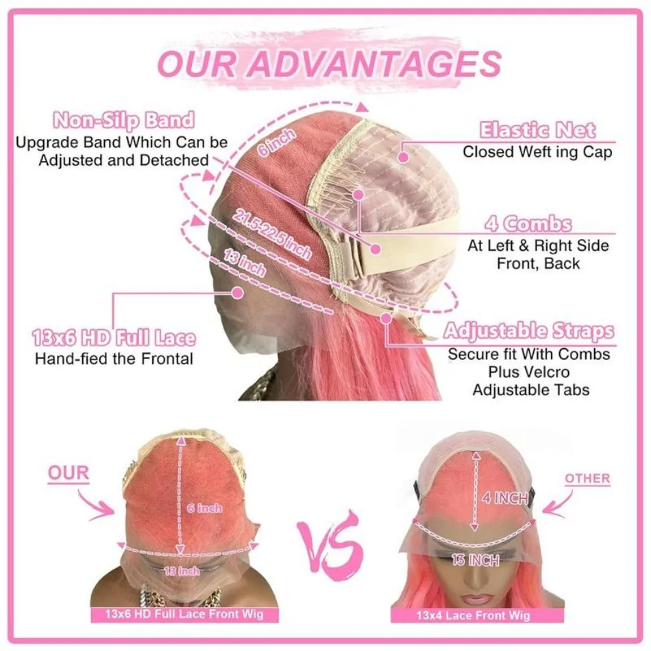 Peluca de cabello humano rosa, peluca con malla Frontal ondulada, peluca Frontal de encaje 13X6 Hd, cabello brasileño de densidad 230, 40 pulgadas de colores para mujeres negras