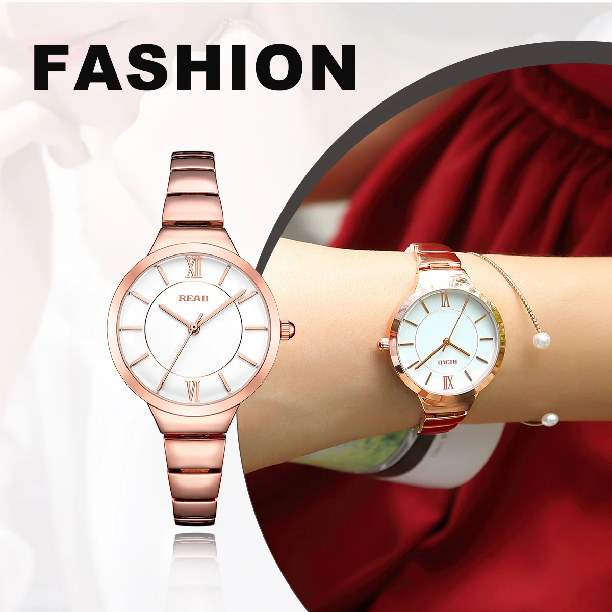 READ Women Quartz Watch | Metal Bracelet | Roman Numeral Dial | Simple Analog Display | Daily Water Resistant Ladies Watch