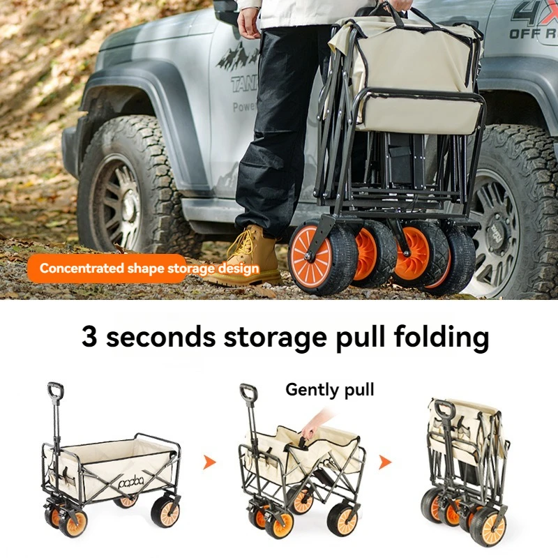 Folding Electric Truck Multifunctional Vehicle  Camping Trolley Cart Pure Electric Drive Collapsible Wagon For Camping Garden Ca