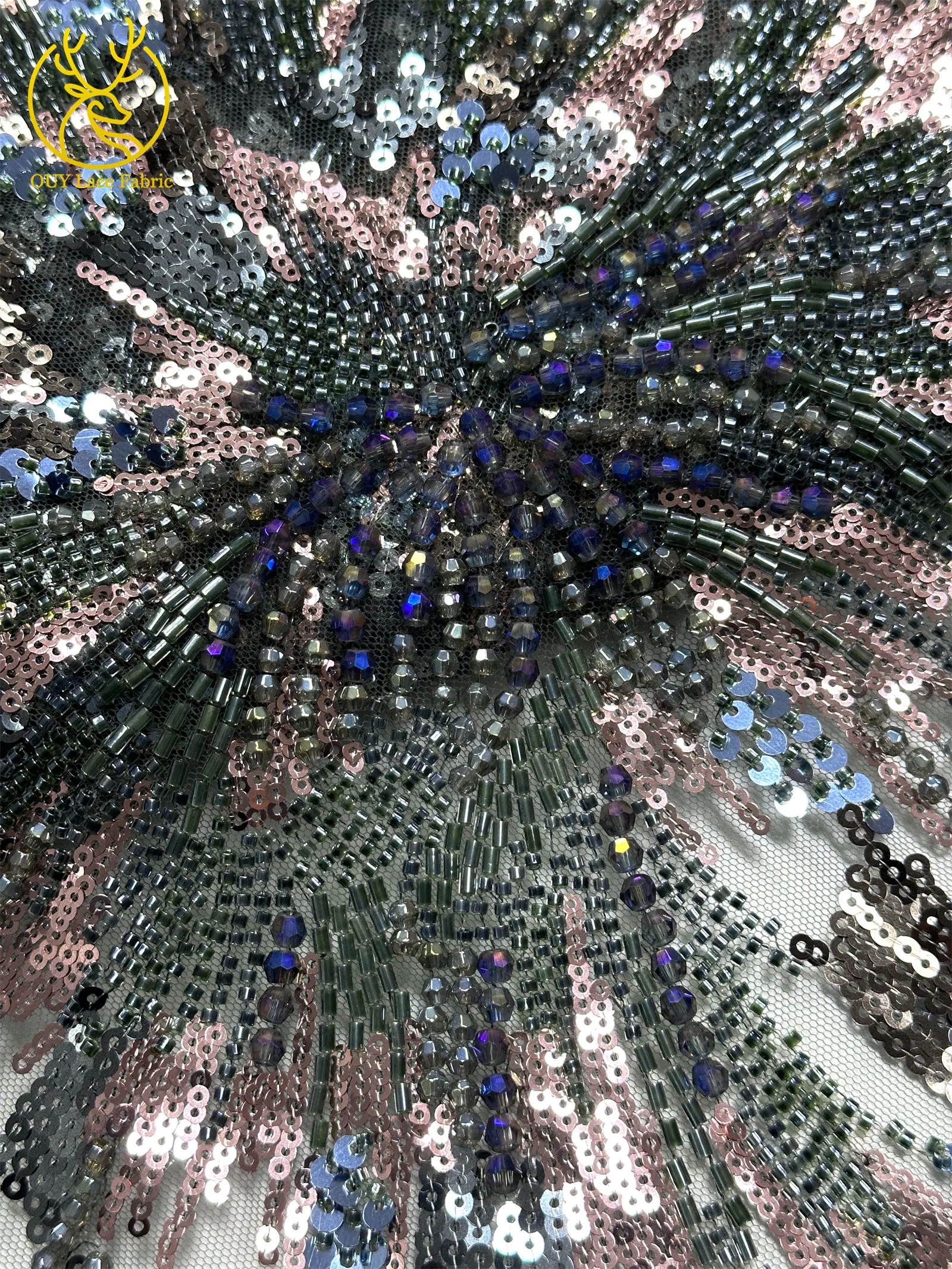 2026 Luxuriöser mexikanischer Perlen-Spitzenstoff 2026 Premium französischer nigerianischer Pailletten-Spitzenstoff, ideal für Hochzeitskleider und Partykleider – Detail 13