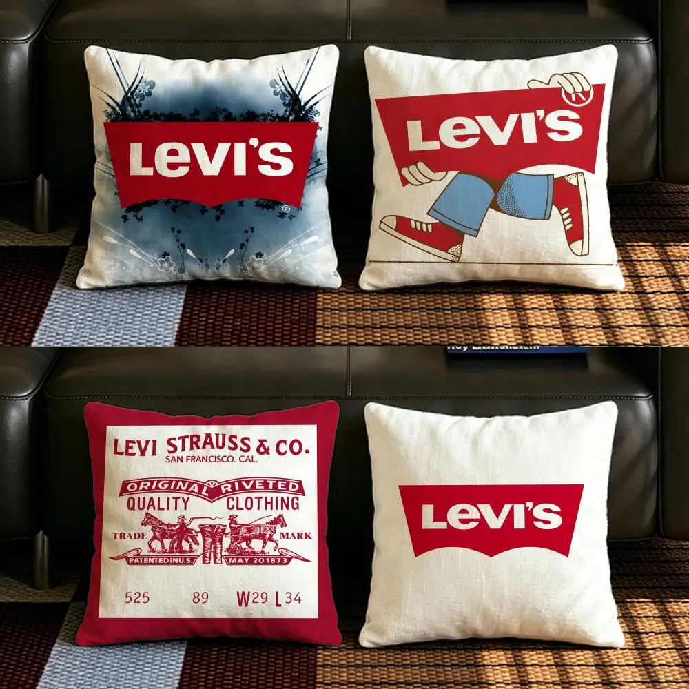 L-Levi's-S Cushion Cover Natural Linen Pillowcase Set, All-in-One Decor for Sofa, Bedroom & Chair