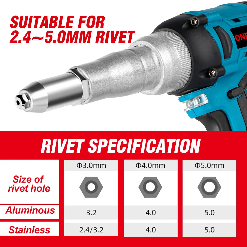 720W 20000N Brushless Electric Rivet Gun Cordless Rivet Nut Gun Drill Power Tools For Makita 18V Battery