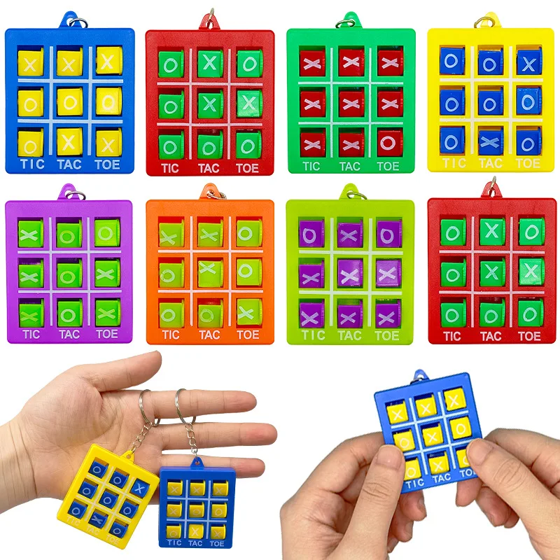 5Pcs Colorful Tic Tac Toe Keychain for Kids Educational Toys Birthday Party Favor Classroom Prizes Goodie Filler Pinata Gift