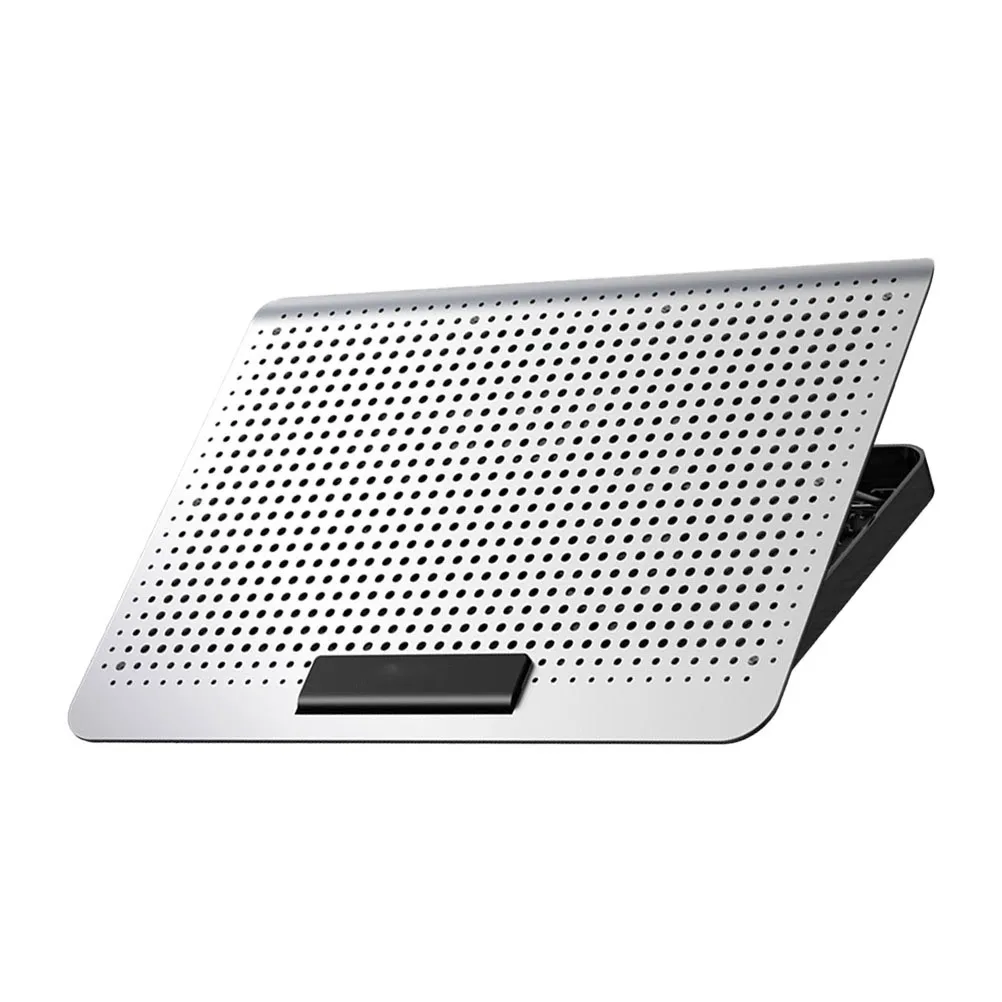 

1pc Cooling Rack Aluminum Alloy Adjustable Stand 7-Level Height Dual Usb Ports Laptop Radiator Exhaust Fan Laptop Accessory
