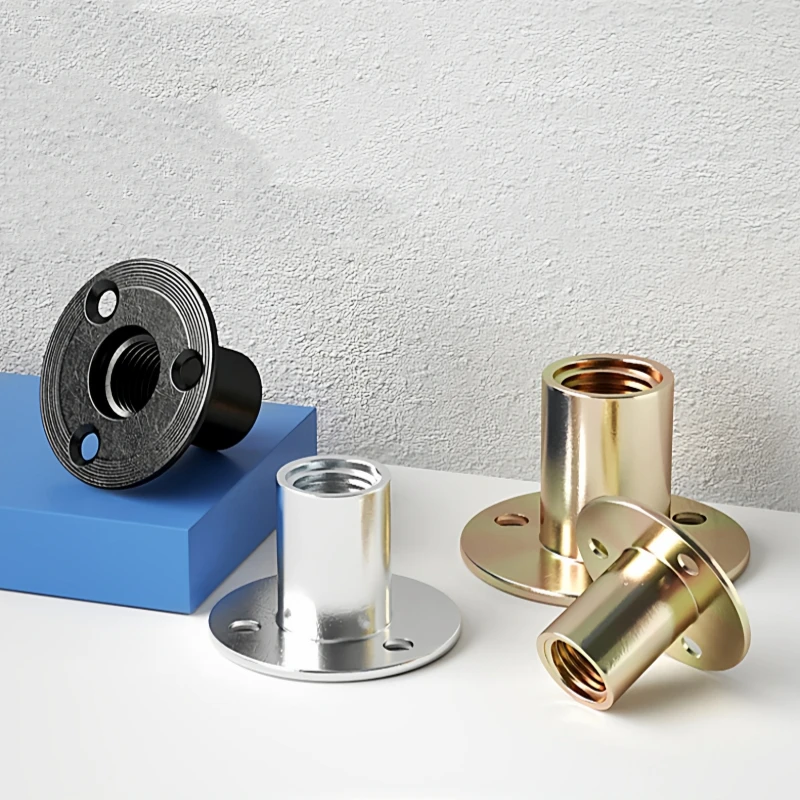 M6 M8 M10 M12 Carbon Steel Iron Plate Nut Three-hole Flange Nuts Coupling Thread Fastener Lock Sofa Furniture Accessory T Nuts 3