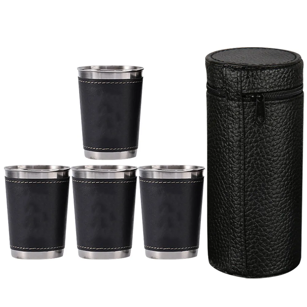 1Set Stainless Steel Wine Cup Compact Stackable Multi-Function Drink Cup for Camping Outdoor Party Picnic Hiking Travel and