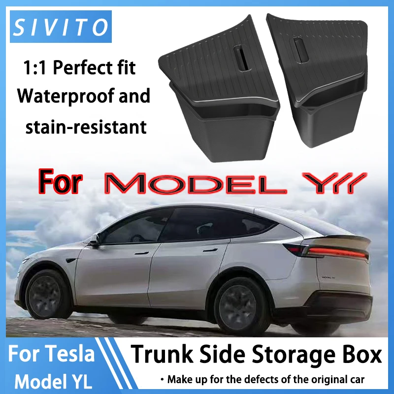 

Для Tesla New Model Y 2026: Новый органайзер для багажника, боковой ящик для хранения, коврик из флокированного TPE, защита от грязи, комплект аксессуаров для багажника