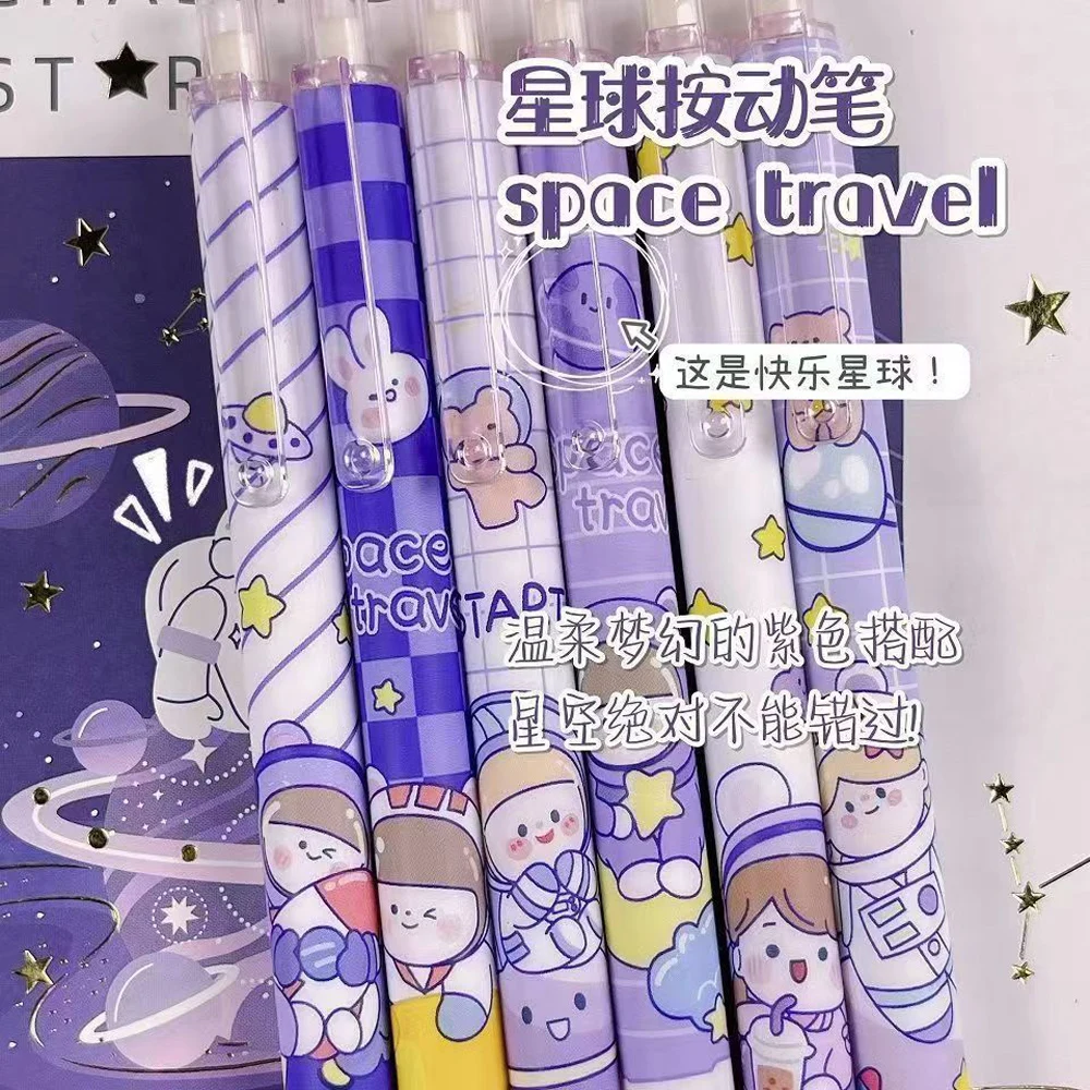 Apagáveis mecânica Gel tinta canetas, kawaii, pêssego, astronautas, coelho, calor, artigos de papelaria, escritório, escrita suprimentos, bonito, 6