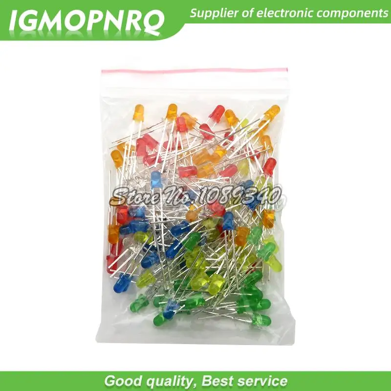 120pcs 6color X 20pcs  3mm   LED Light Assorted Kit DIY LEDs Set White Yellow Red Green Blue Orange hjxrhgal