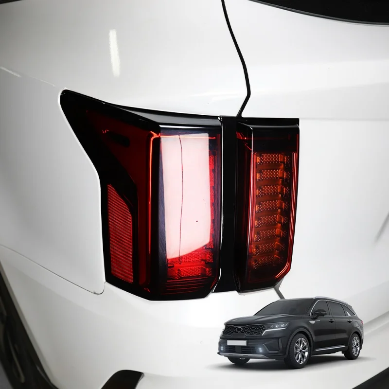 2PCS Auto Exterior Decoration Rear Brake Light Decal Stripe Cover ABS Carbon Fiber Black For Kia Sorento MQ4 2021-2023 LHD RHD