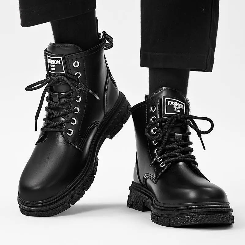 British Style Waterproof Male Shoes Outdoor Lace Up Hiking Leather Men's Boots New Fashion in Promotion Cheap Footwear Vintage