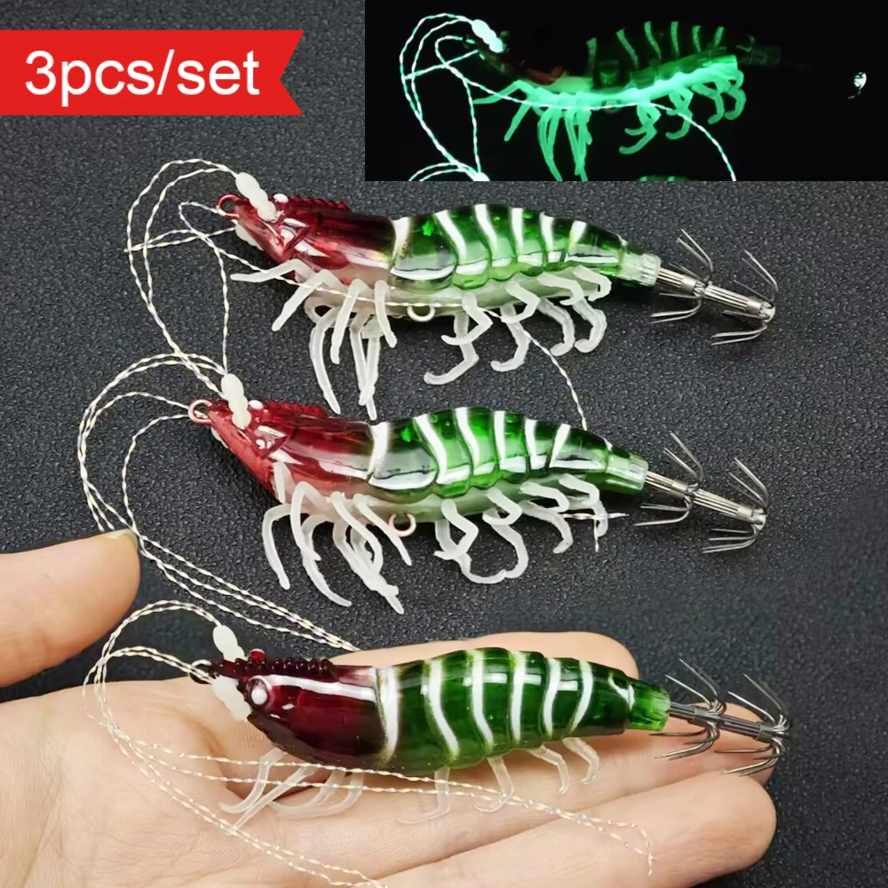 3 Stück 8cm Glow Horizontal Egi 3.0 # Tintenfisch-Simulationsköder, Garnelenköder, Tintenfisch-Angelzubehör, Horizontal-Jig – Detail 2