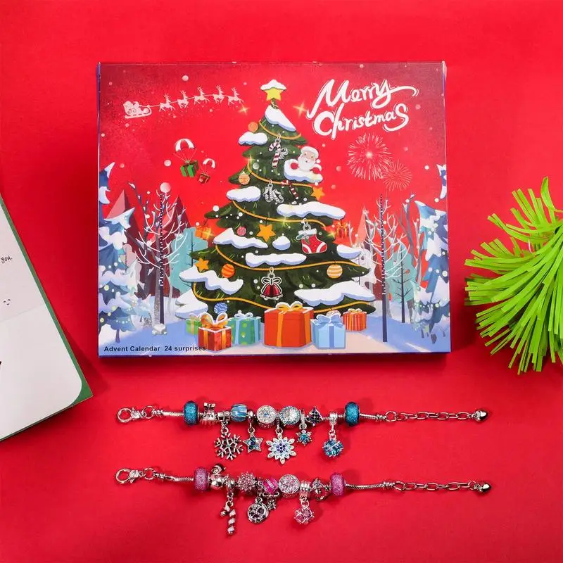 Set di braccialetti per calendario dell\'Avvento di Natale Set di gioielli Calendario per il conto alla rovescia di 24 giorni Calendario dell\'Avvento