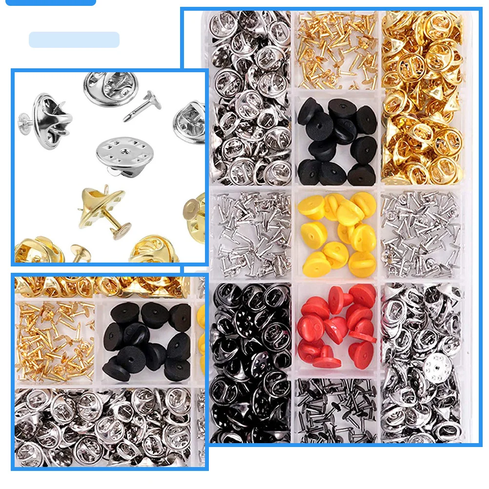 

430Pcs Brooch Pin Backs Rubber Metal Locking Clutch Multi-Use Replacement for Lapel Pins Tie Tacks Badge Making DIY