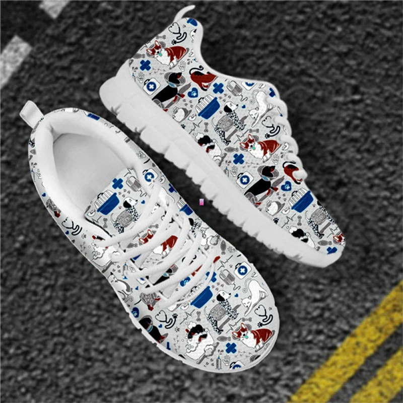 

Nursing Casual Shoes for Women Cute Cat Dog Print Designer Ladies Flats Sneakers Zapatos Mujer Running Jogging Sport Footwear